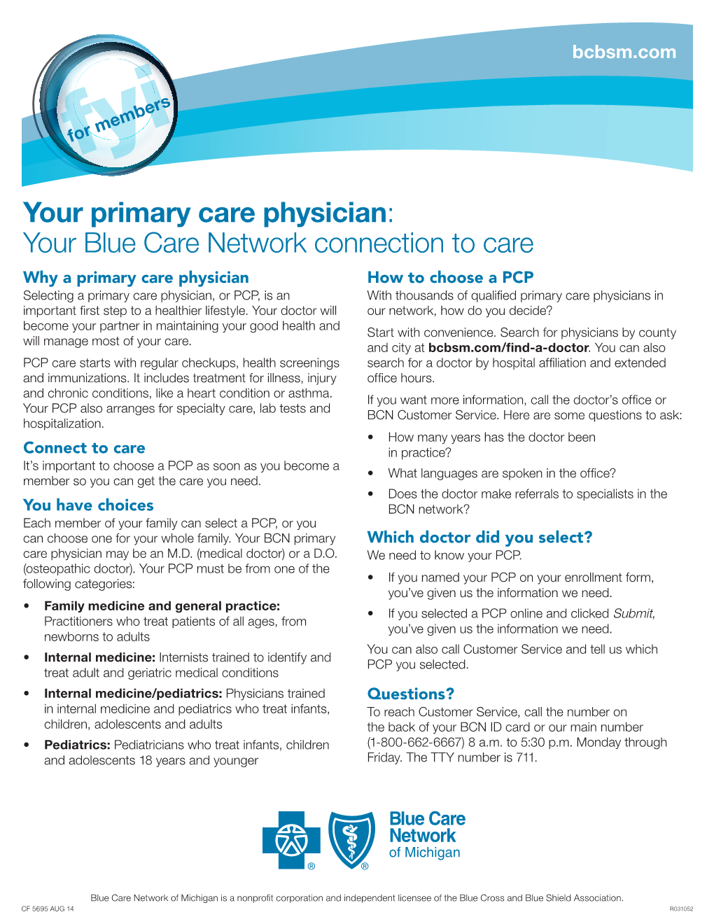 Your Primary Care Physician: Your Blue Care Network Connection to Care
