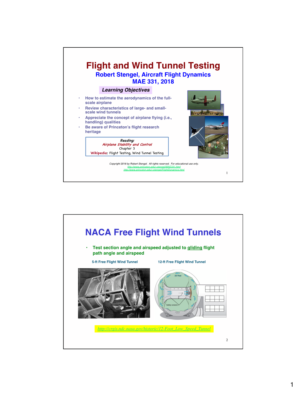 Flight and Wind Tunnel Testing