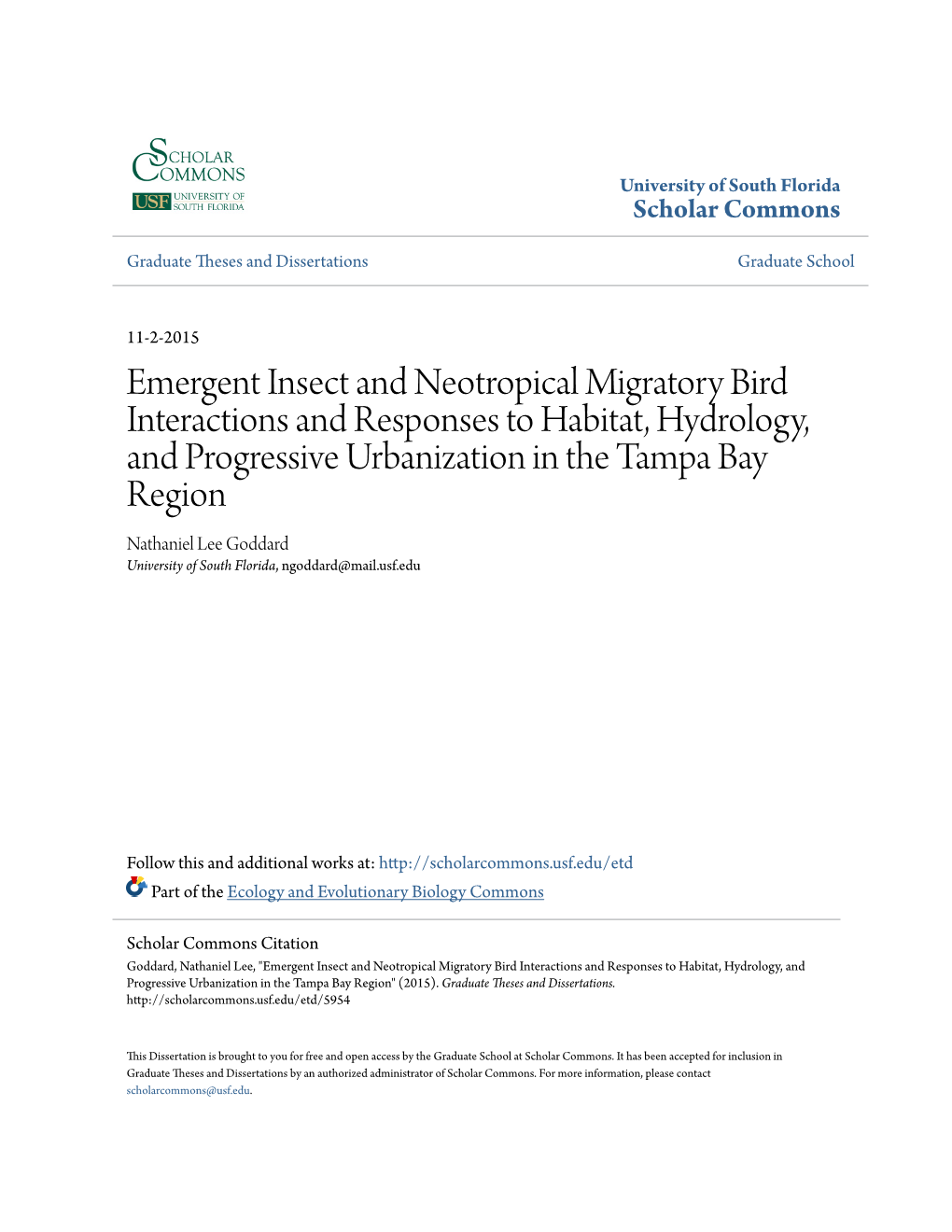 Emergent Insect and Neotropical Migratory Bird Interactions and Responses to Habitat, Hydrology, and Progressive Urbanization In