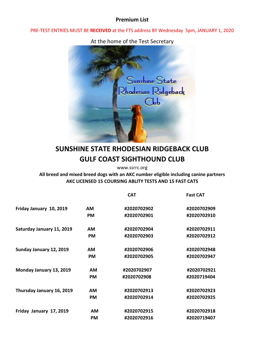 Sunshine State Rhodesian Ridgeback Club Gulf Coast