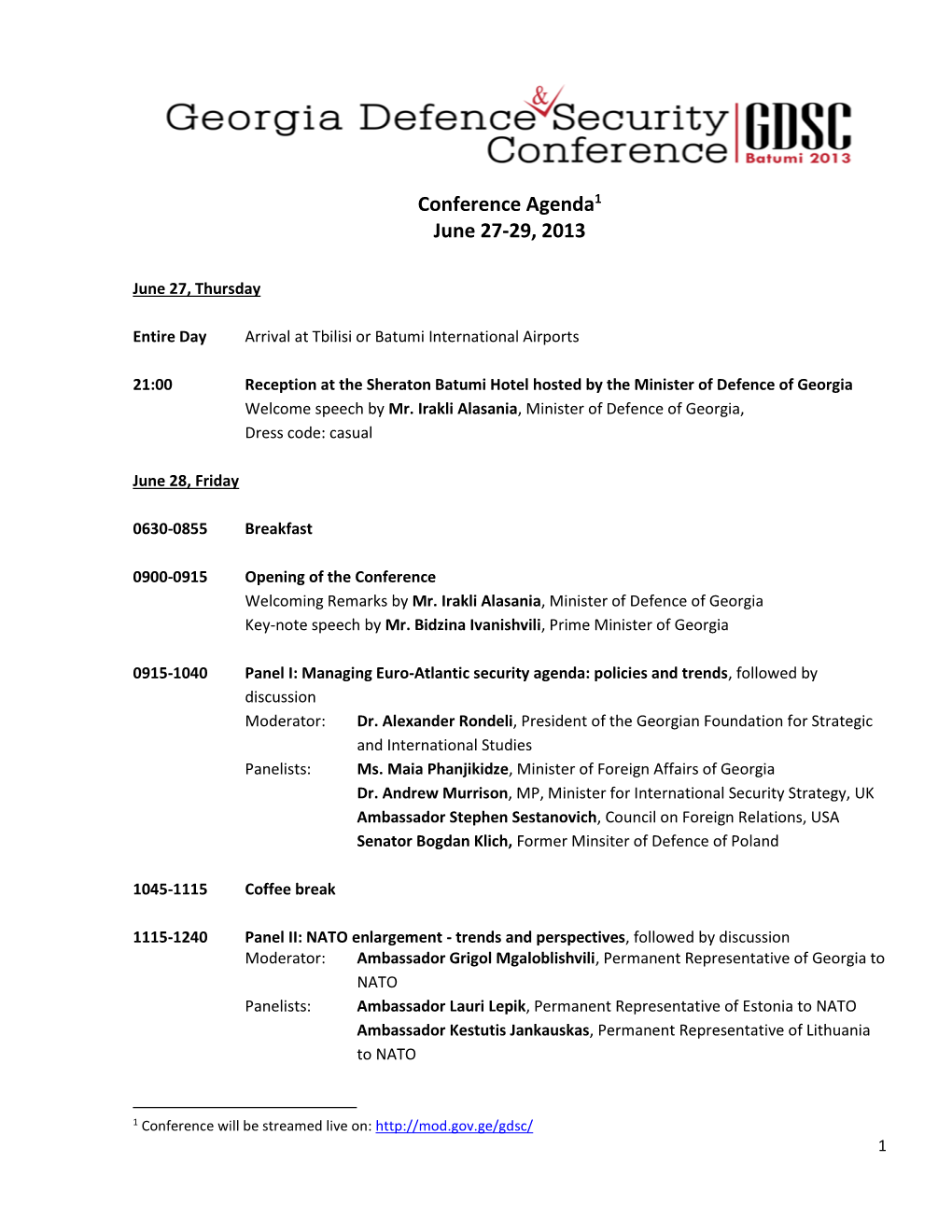 Conference Agenda1 June 27-29, 2013