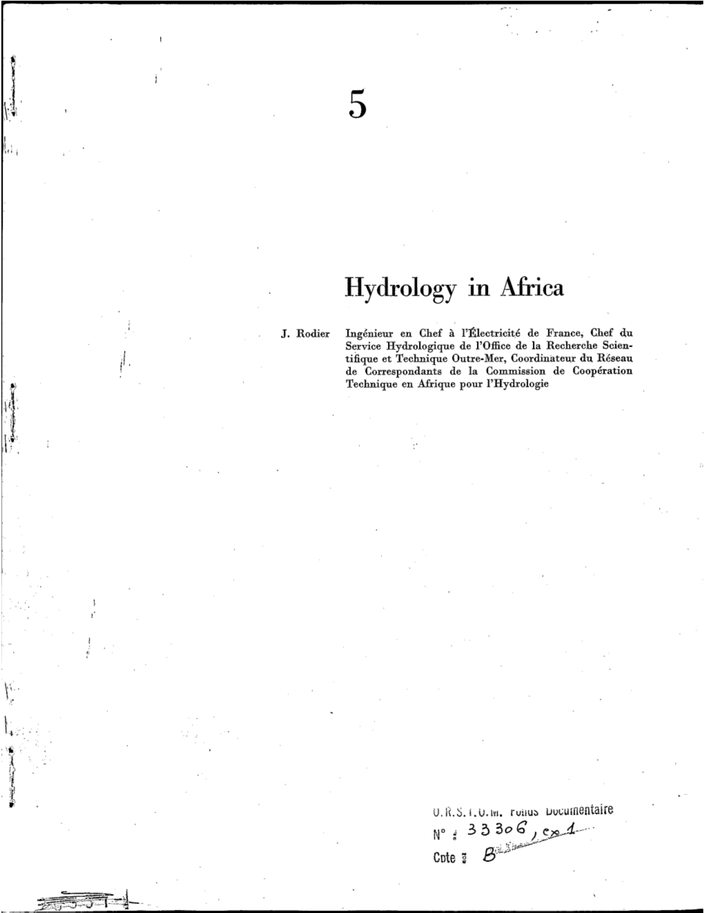 Hydrologie Du Continent Africain = Hydrology in Africa