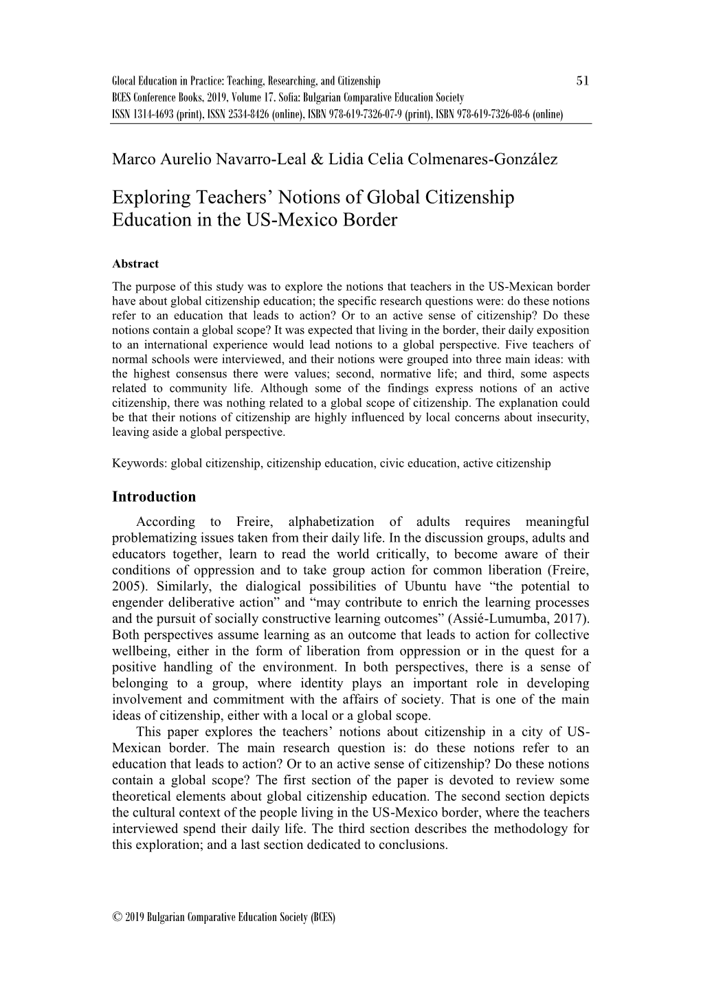 Exploring Teachers' Notions of Global Citizenship Education in the US-Mexico Border