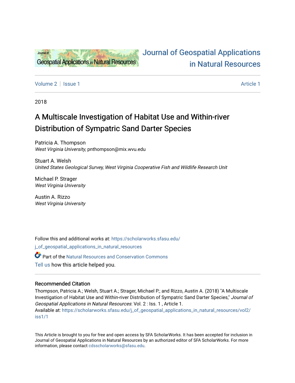 A Multiscale Investigation of Habitat Use and Within-River Distribution of Sympatric Sand Darter Species