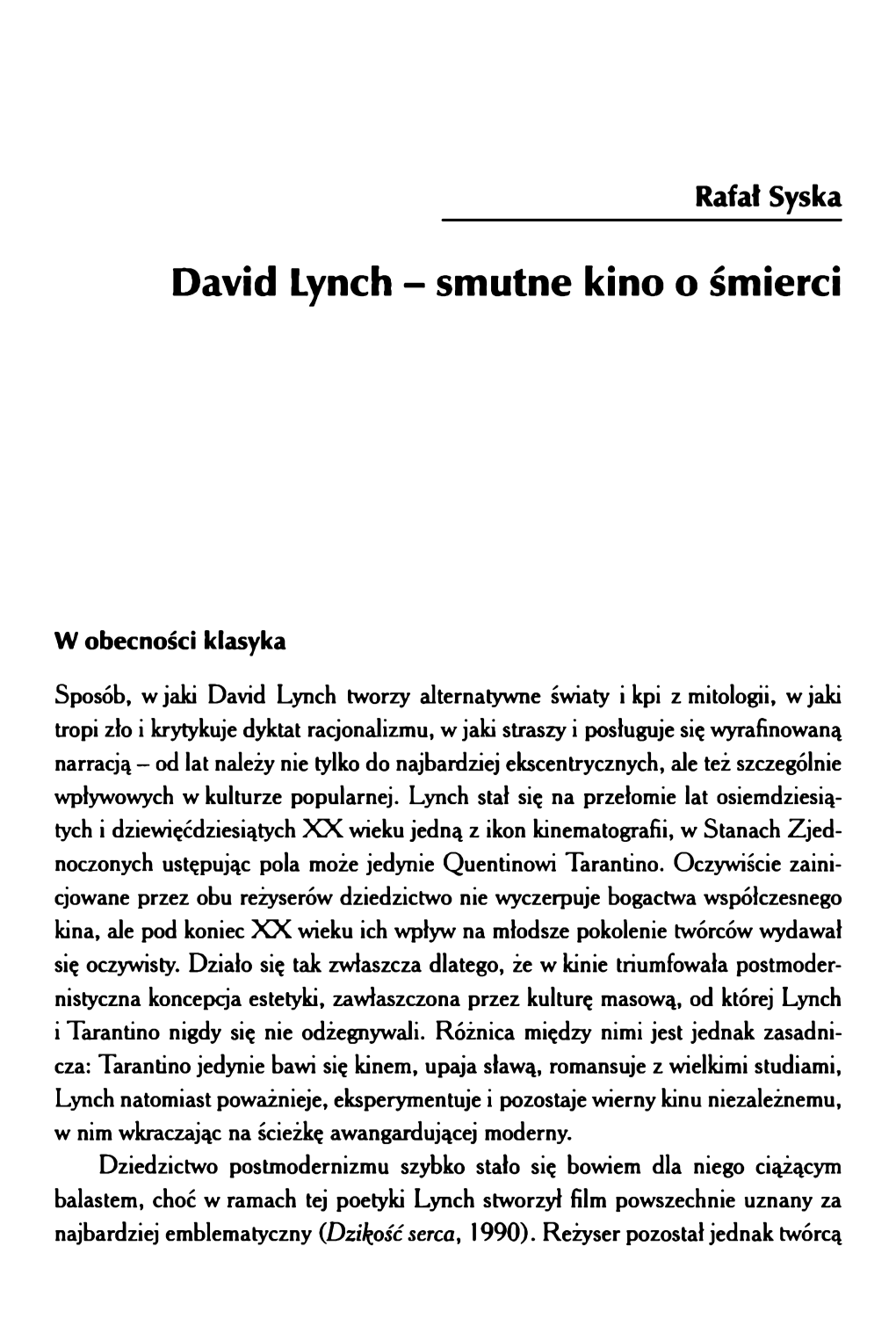 David Lynch - Smutne Kino O Śmierci