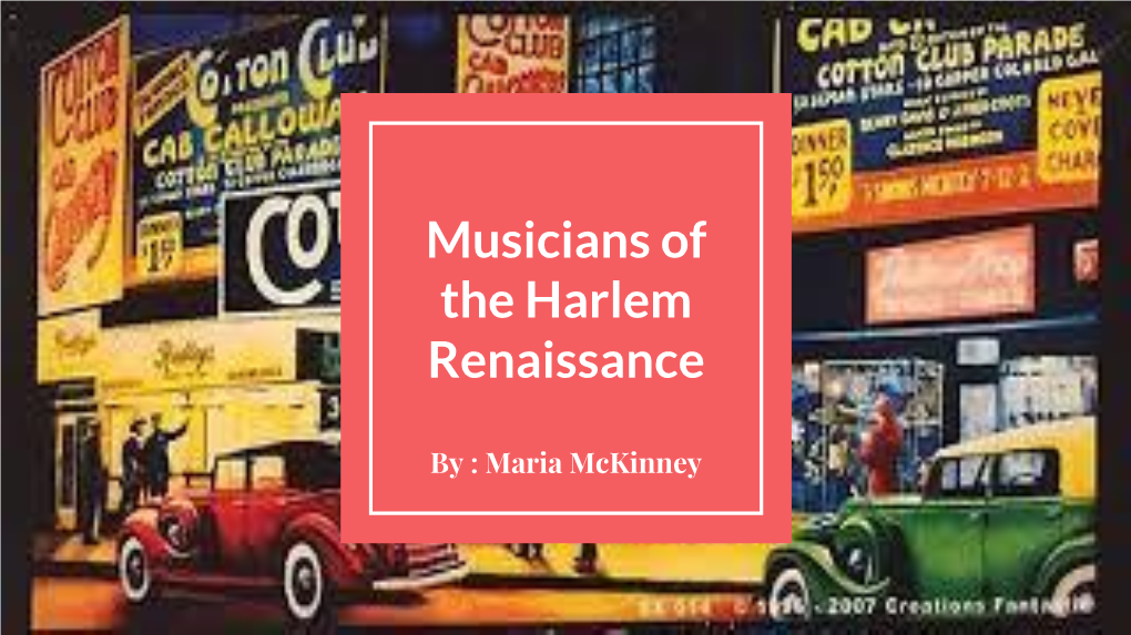 Musicians of the Harlem Renaissance