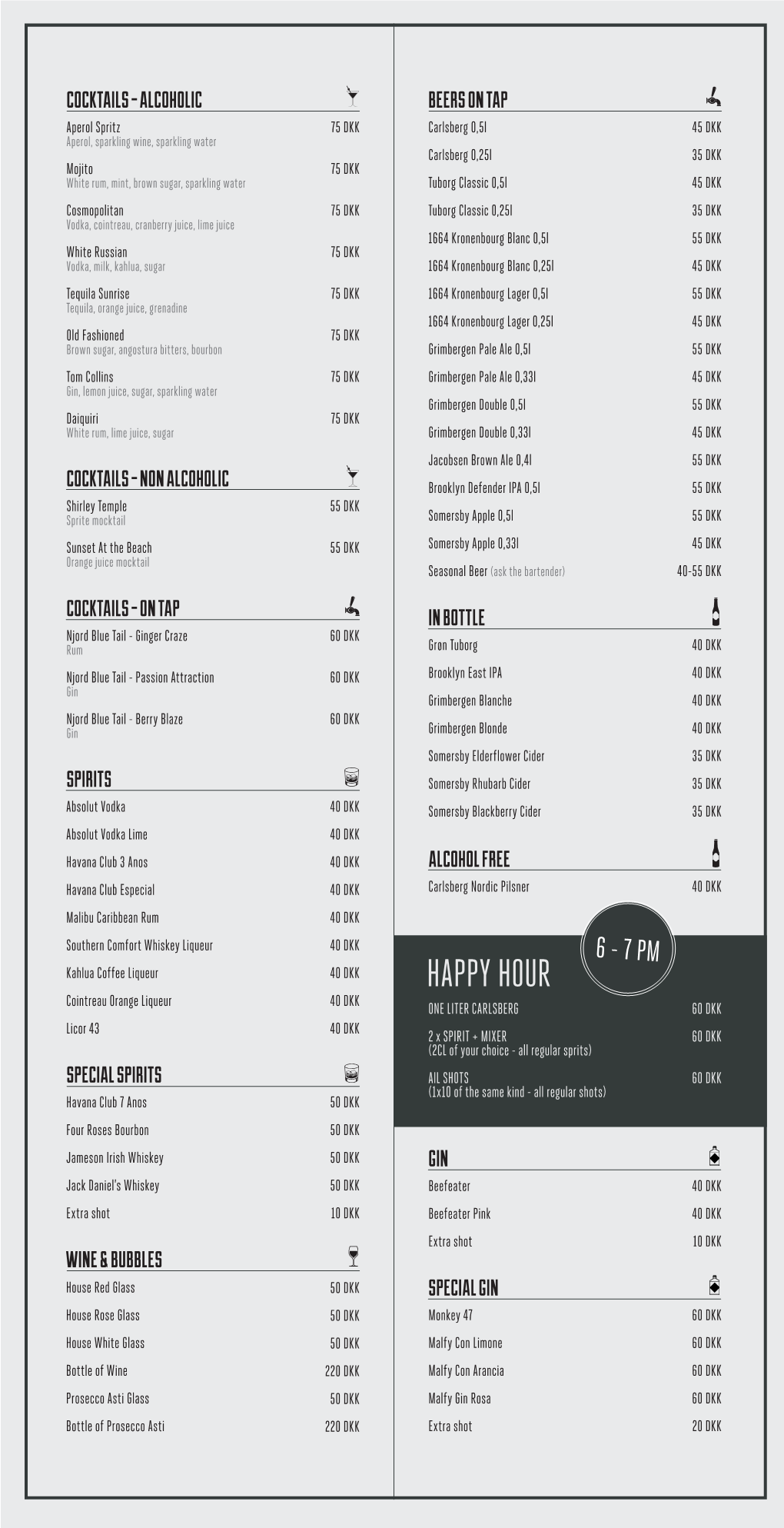 Drinks & Cocktails Menu