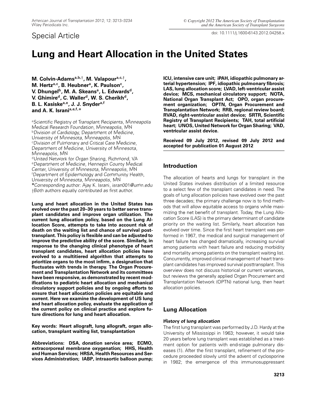 Lung and Heart Allocation in the United States