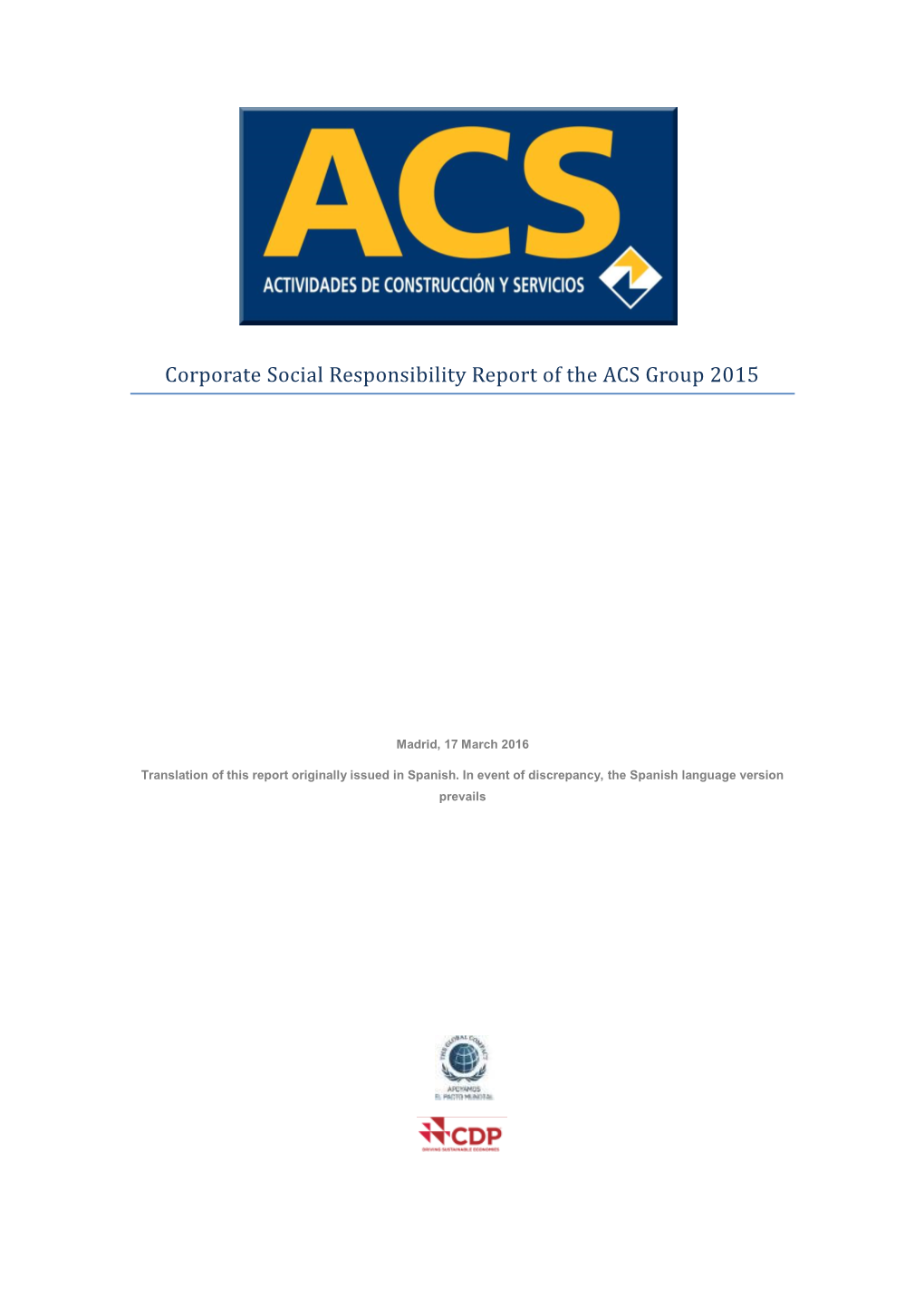Corporate Social Responsibility Report of the ACS Group 2015