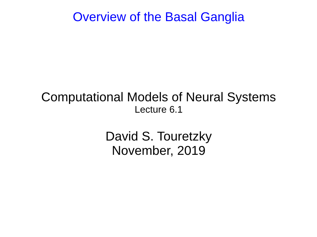 Overview of the Basal Ganglia Computational Models of Neural