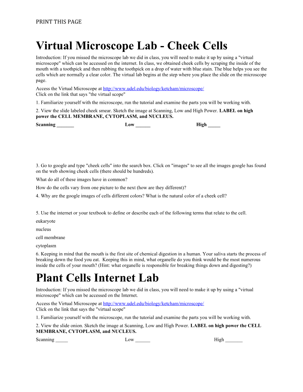 Virtual Microscope Lab - Cheek Cells s1