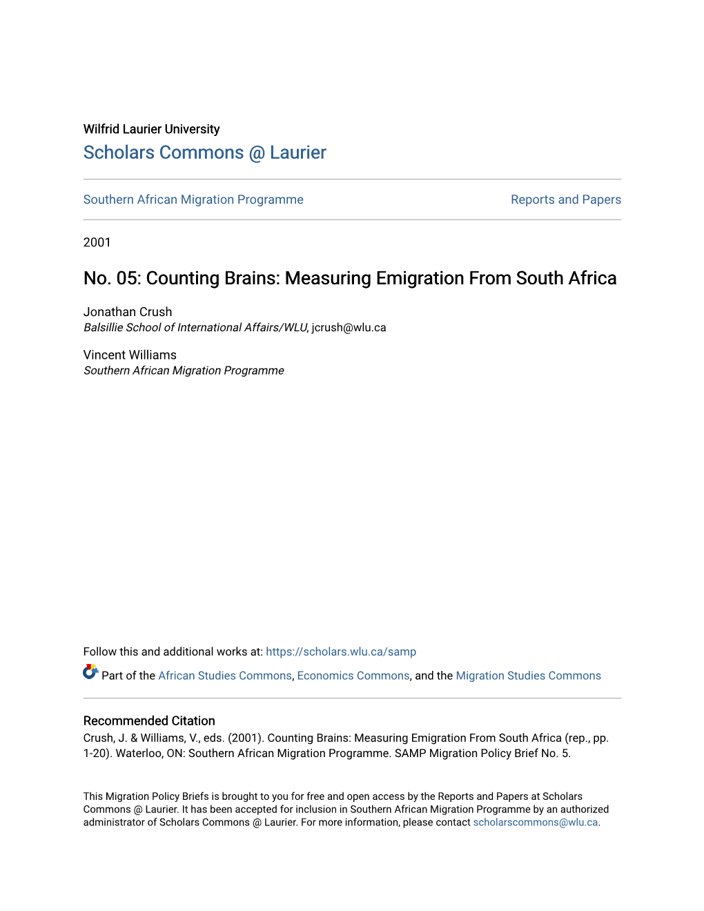 Measuring Emigration from South Africa