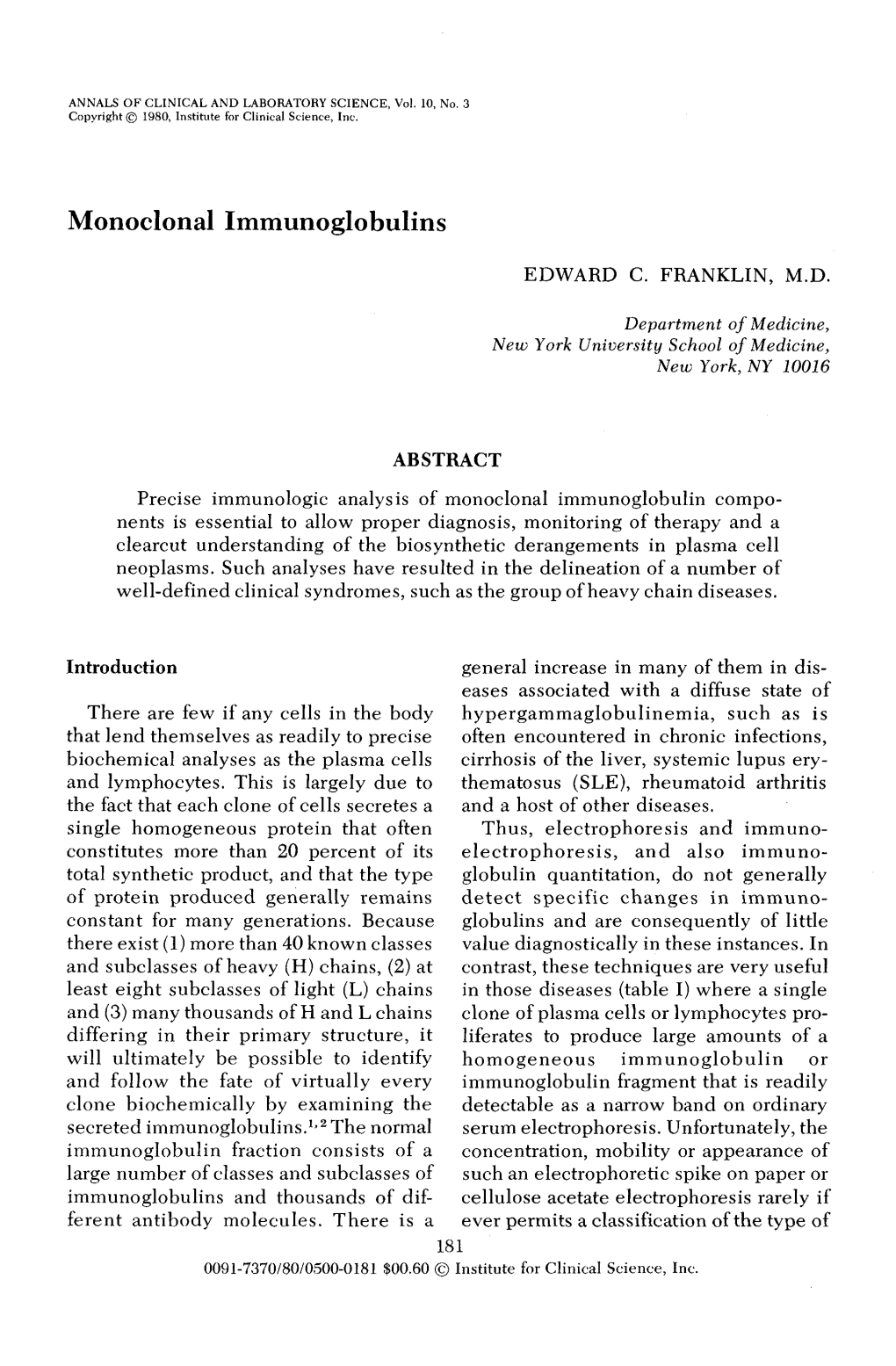 Monoclonal Immunoglobulins