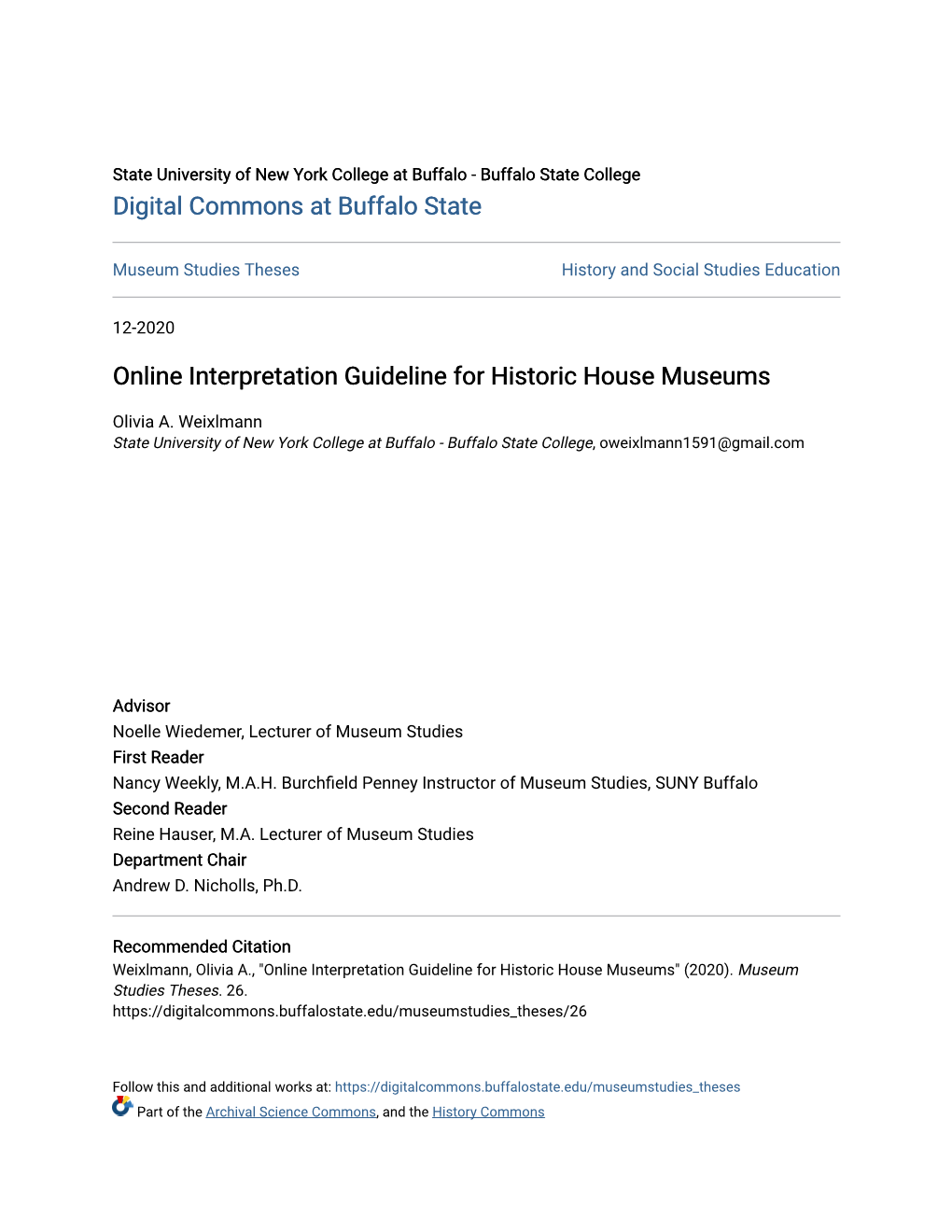 Online Interpretation Guideline for Historic House Museums