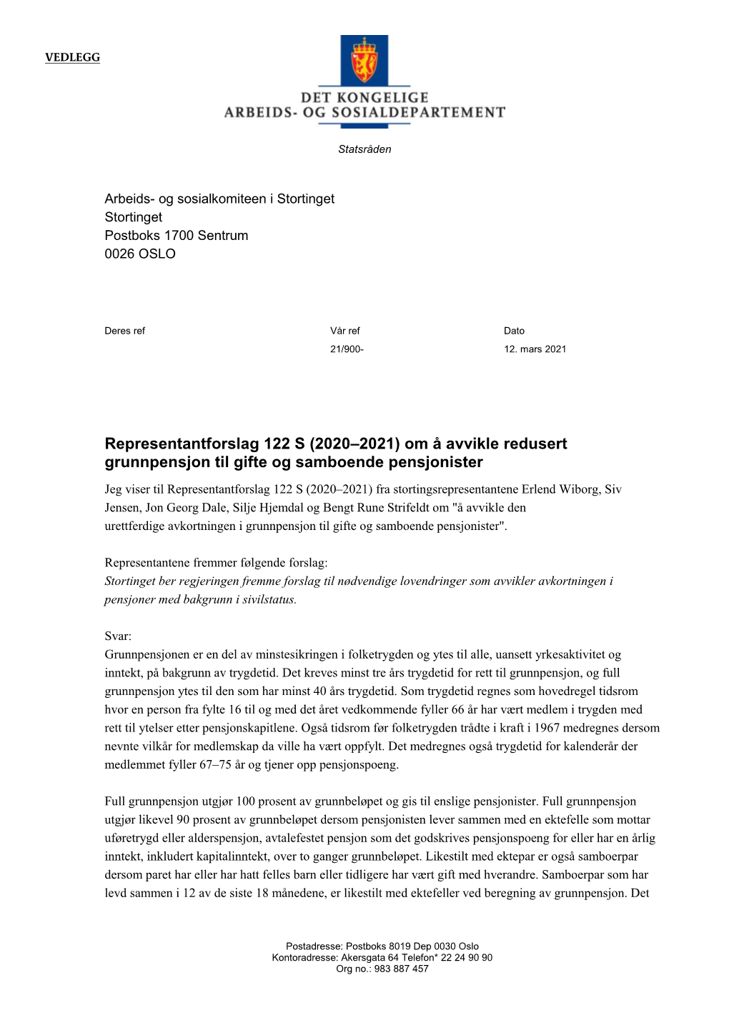 Representantforslag 122 S (2020-2021)