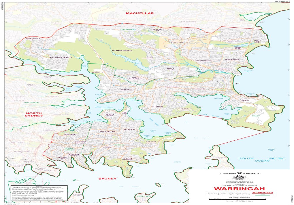 Map of the Division of Warringah