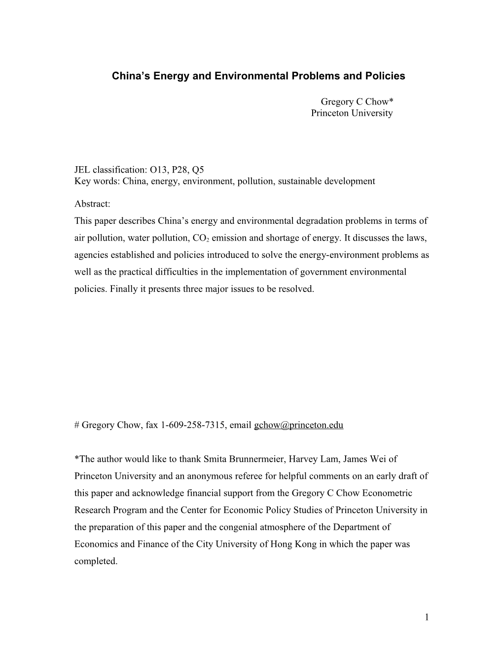 China’S Energy And Environmental Problems And Policies