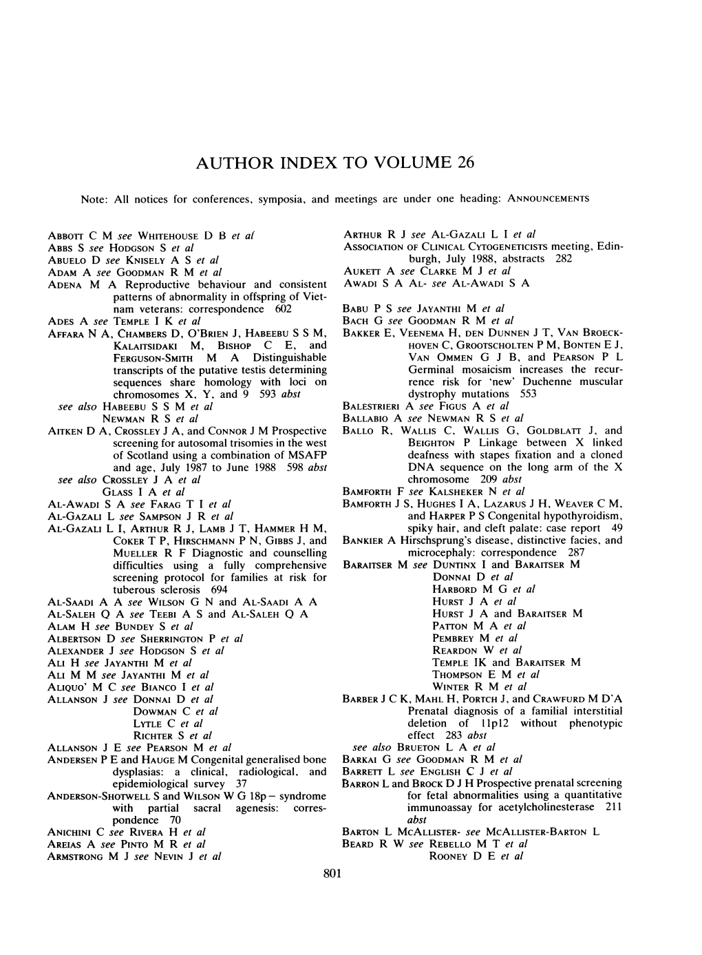 Author Index to Volume 26