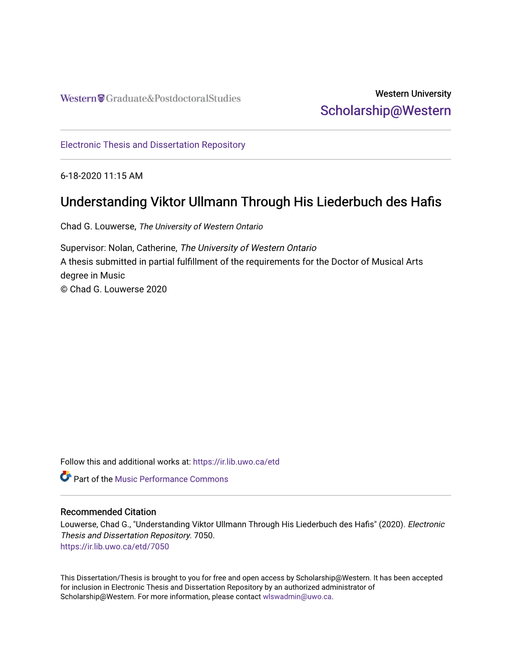 Understanding Viktor Ullmann Through His Liederbuch Des Hafis