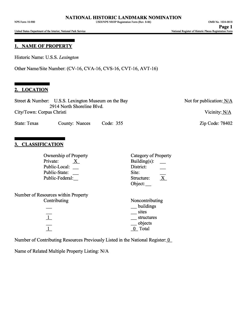 Page 1 United States Department of the Interior, National Park Service National Register of Historic Places Registration Form