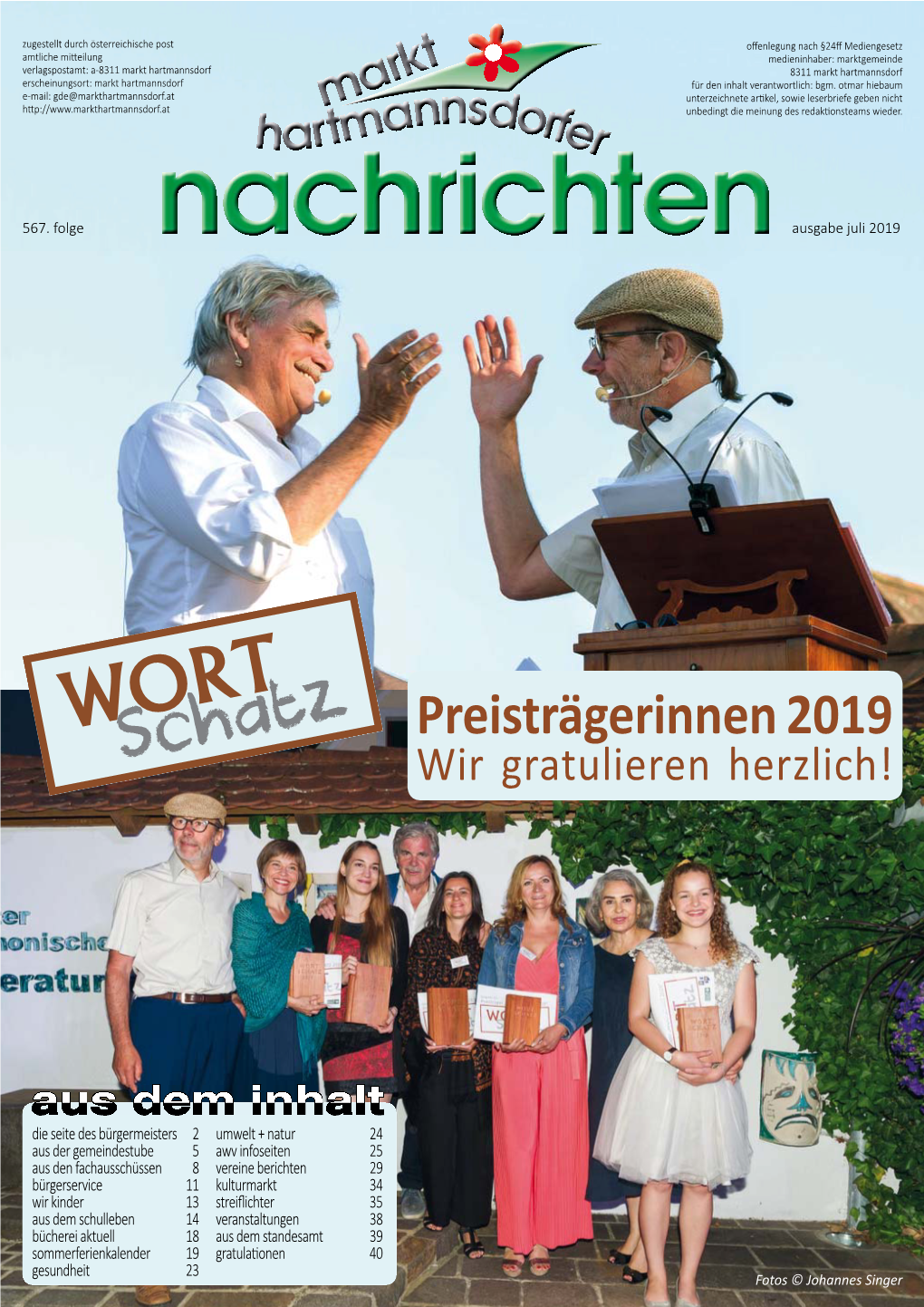 Markt Hartmannsdorfer Nachrichten, Folge 567, Juli 2019
