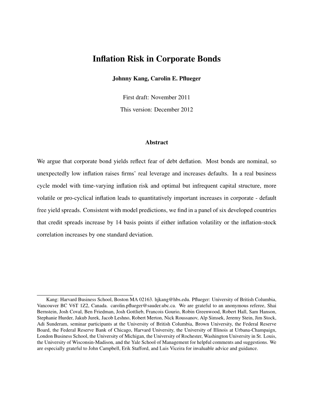 Inflation Risk in Corporate Bonds