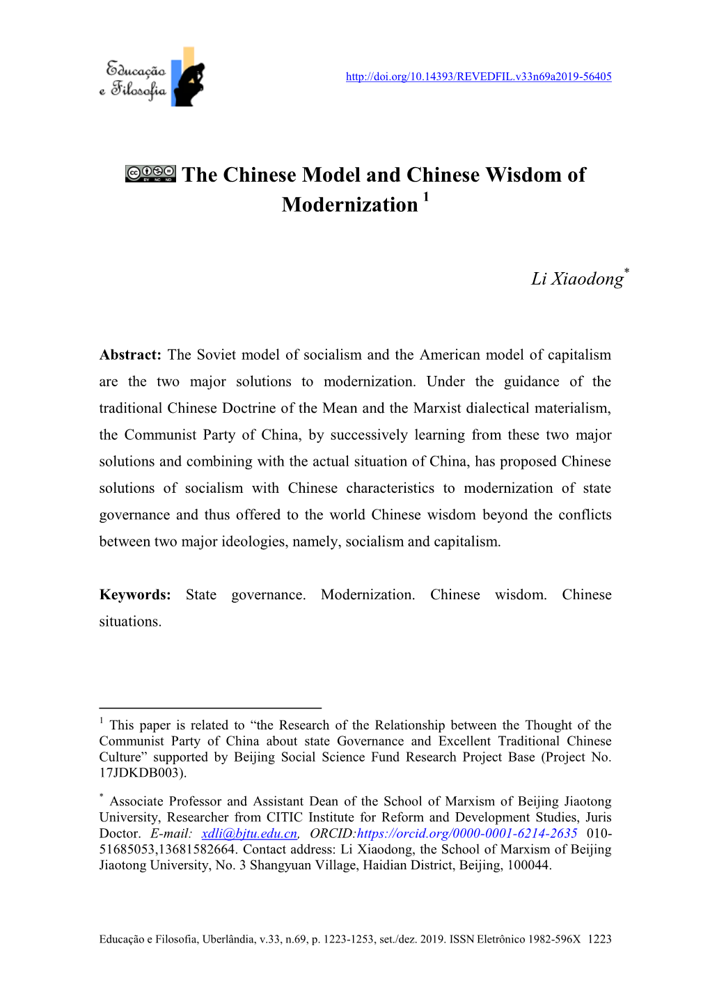 The Chinese Model and Chinese Wisdom of Modernization 1