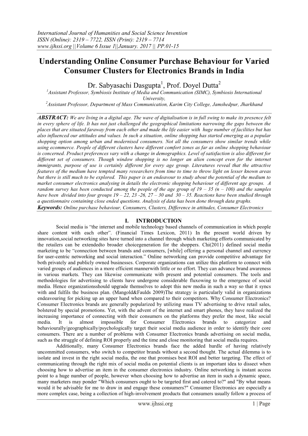 Understanding Online Consumer Purchase Behaviour for Varied Consumer Clusters for Electronics Brands in India
