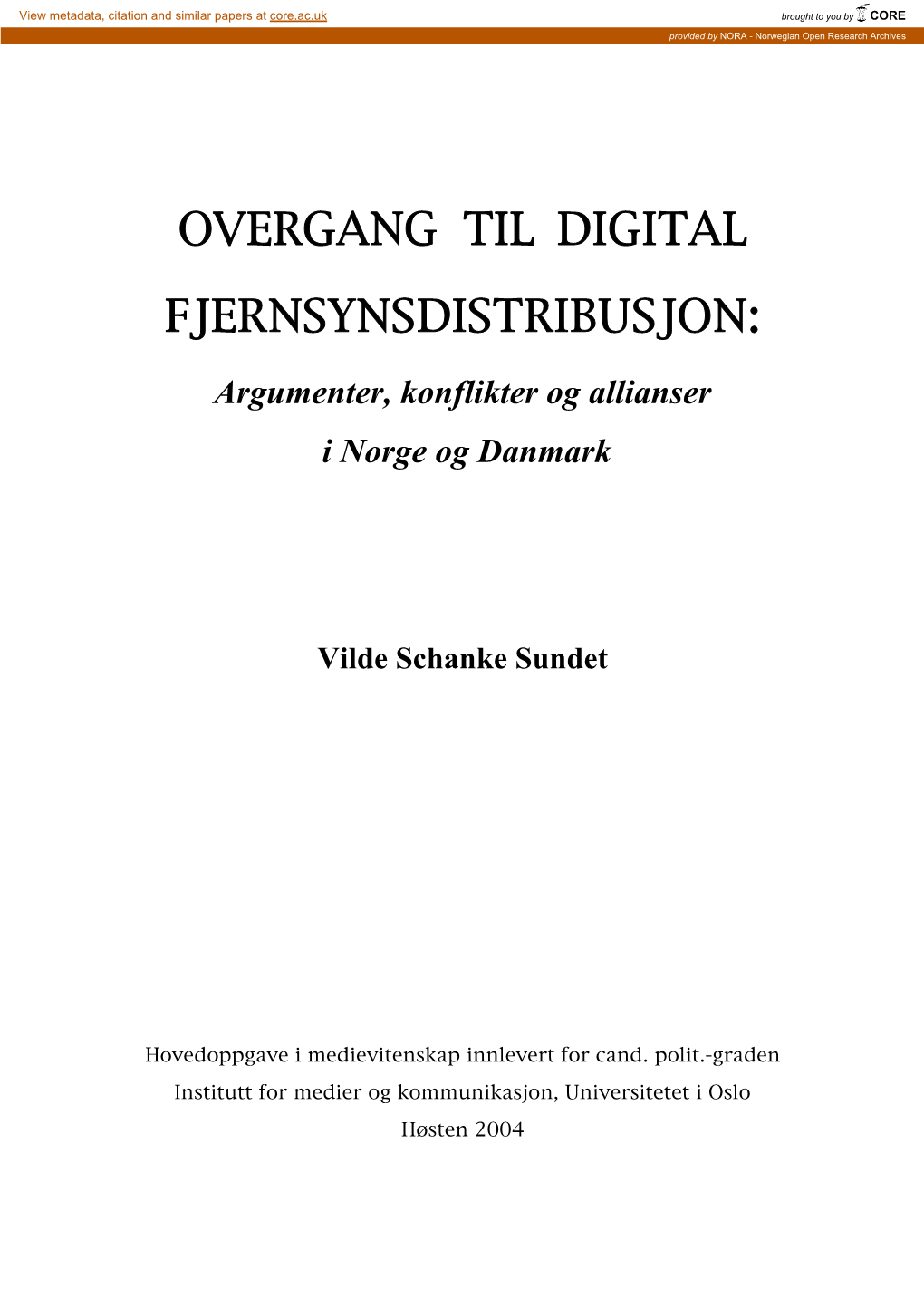 Overgang Til Digital Fjernsynsdistribusjon