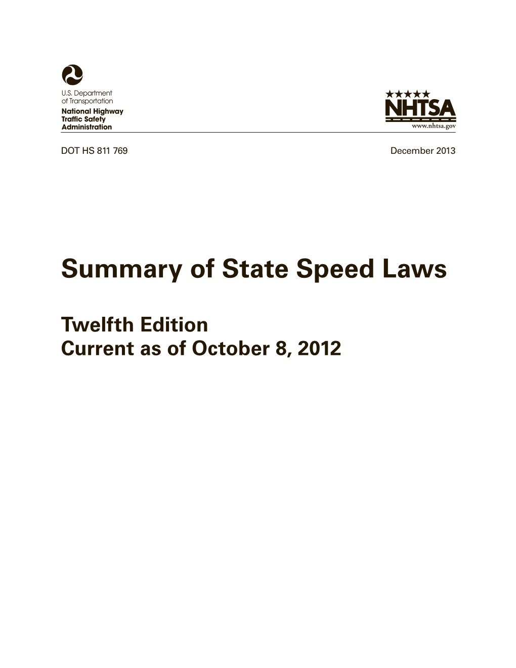 Summary of State Speed Laws Twelfth Edition