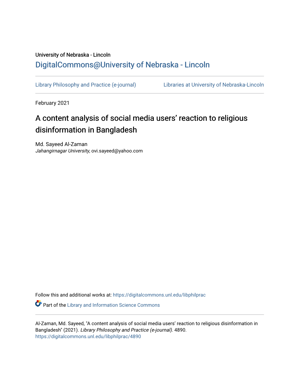 A Content Analysis of Social Media Users' Reaction to Religious Disinformation in Bangladesh