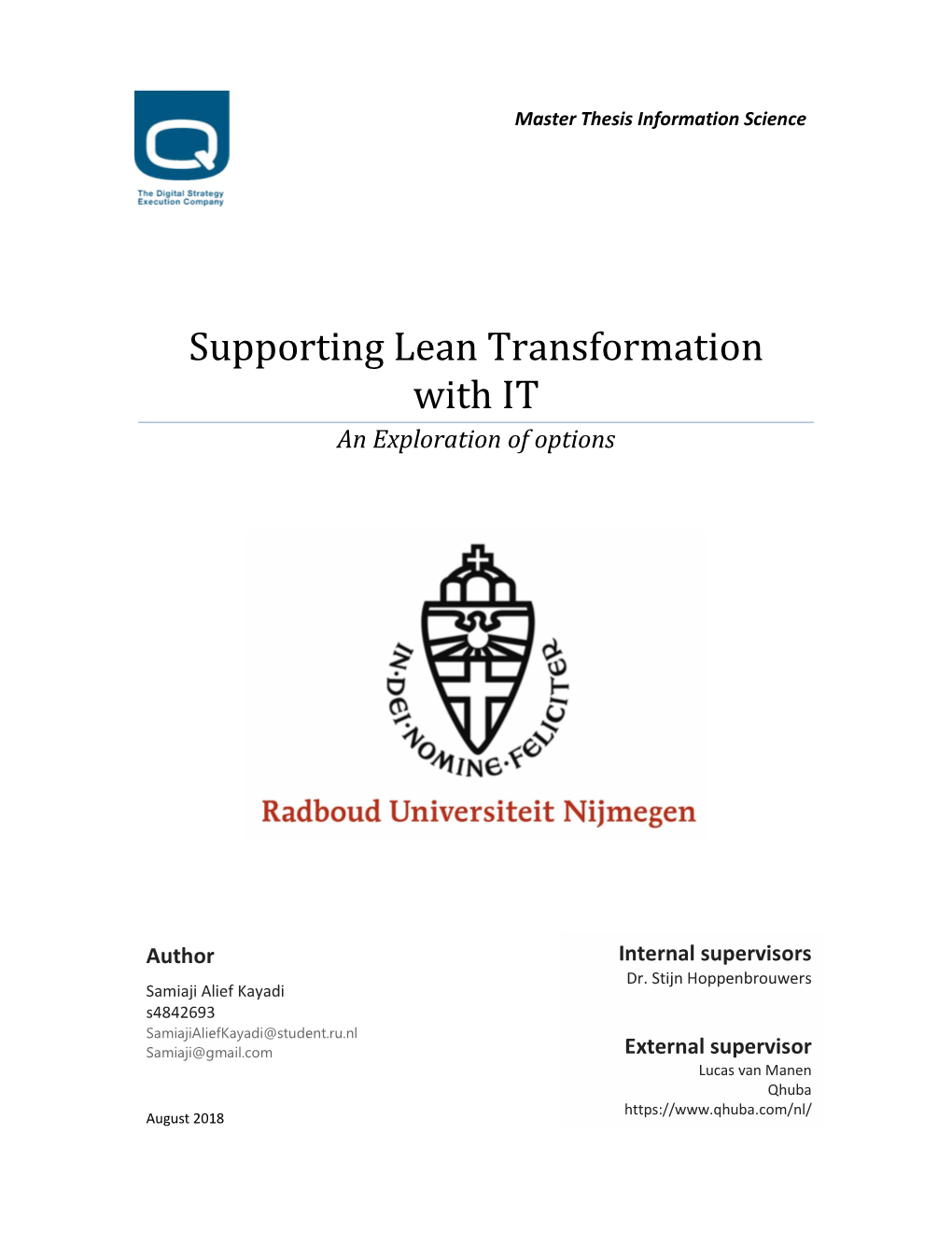 Supporting Lean Transformation with IT an Exploration of Options