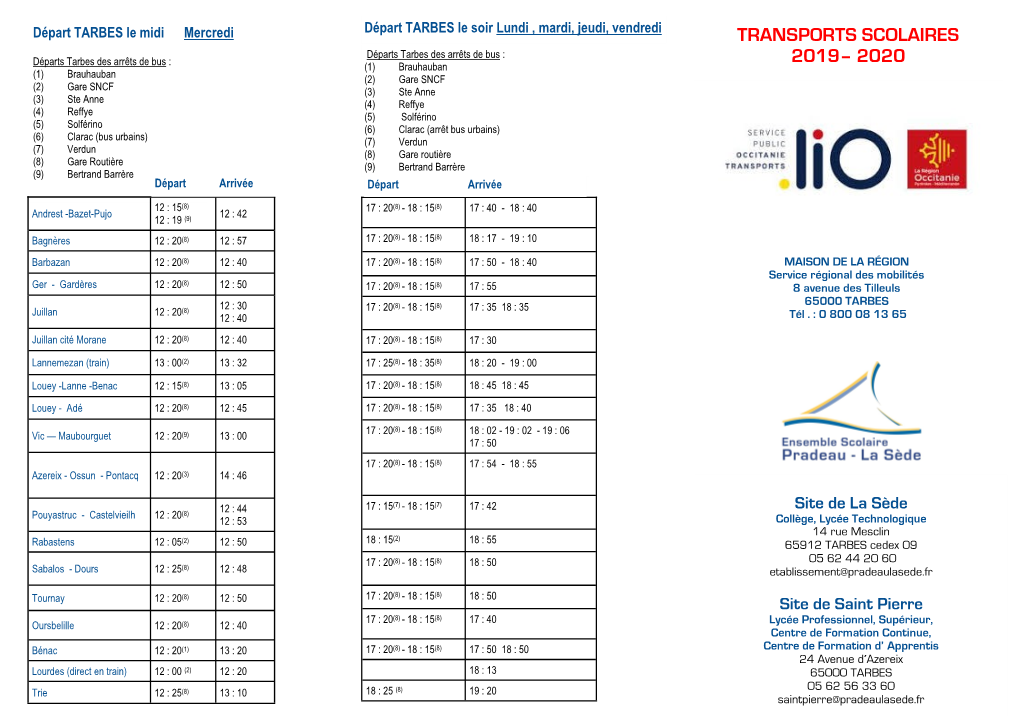 Transports Scolaires 2019– 2020