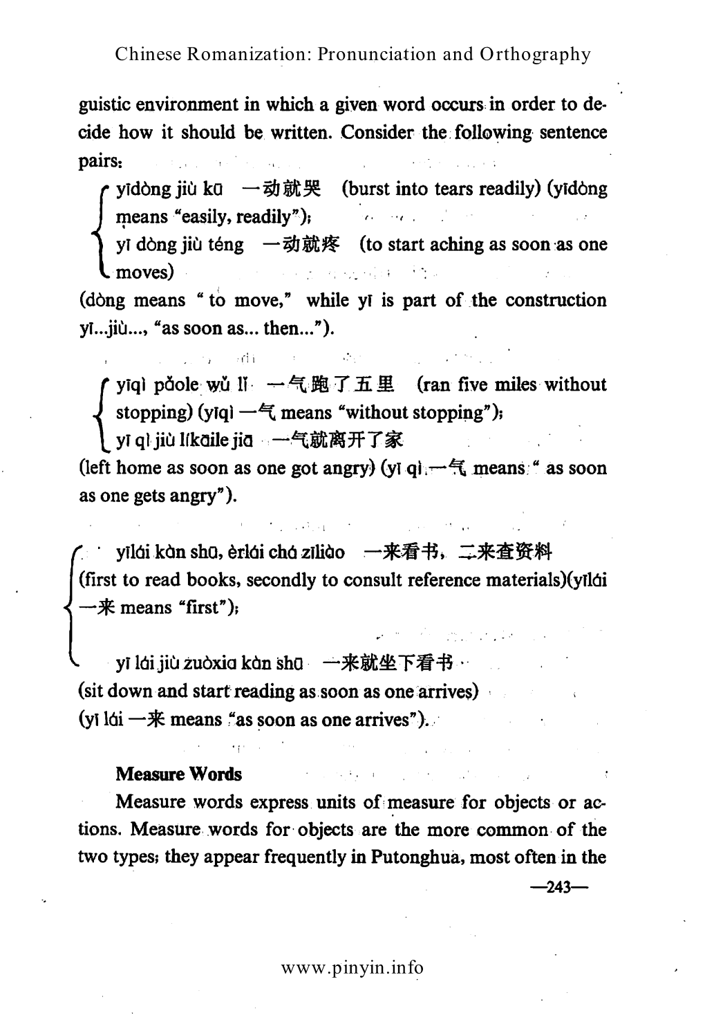 Measure Words Measure Words Express Units Of: ~Easure for Objects Or Ac­ Tions