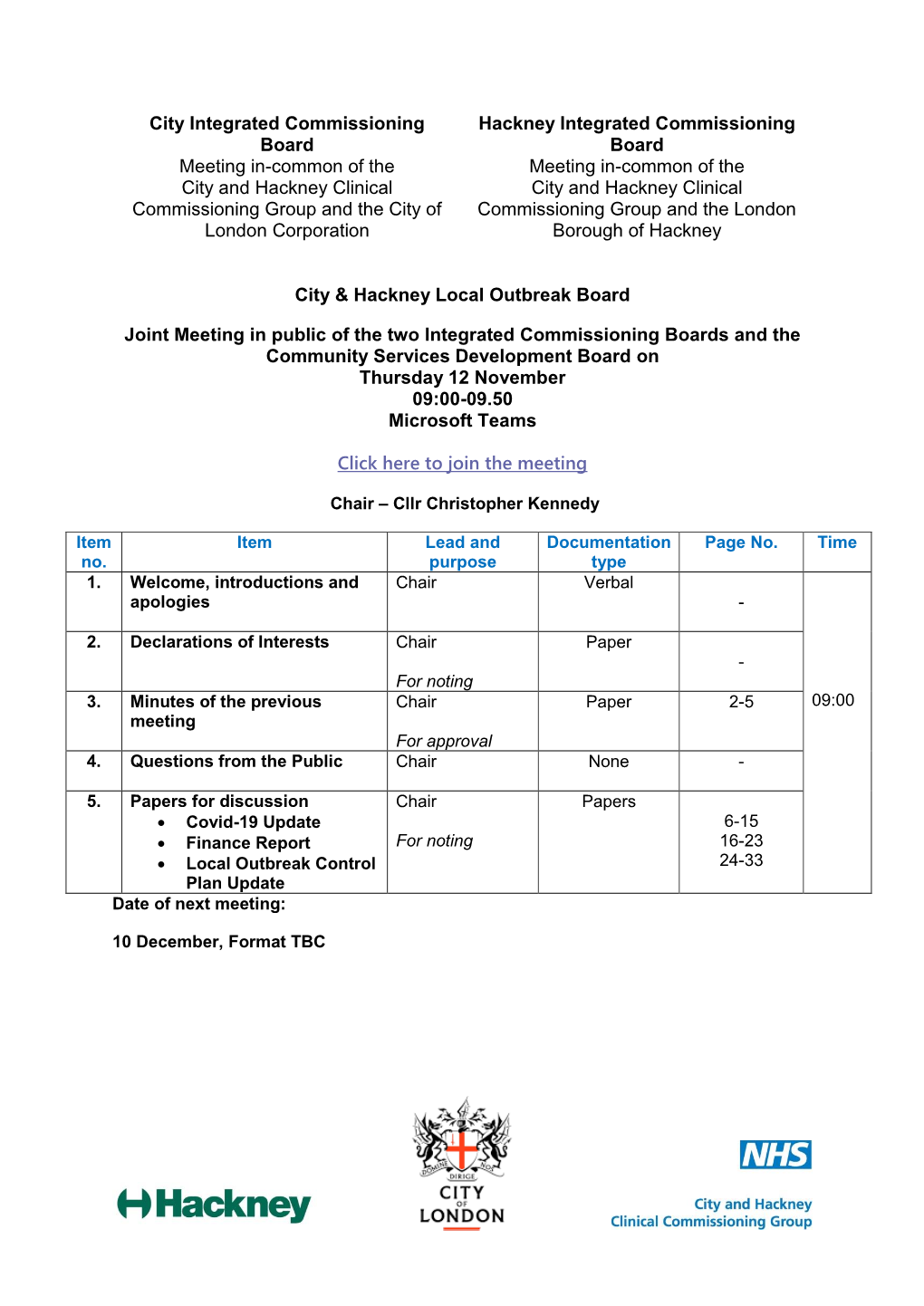 City & Hackney Local Outbreak Board PDF 1 MB