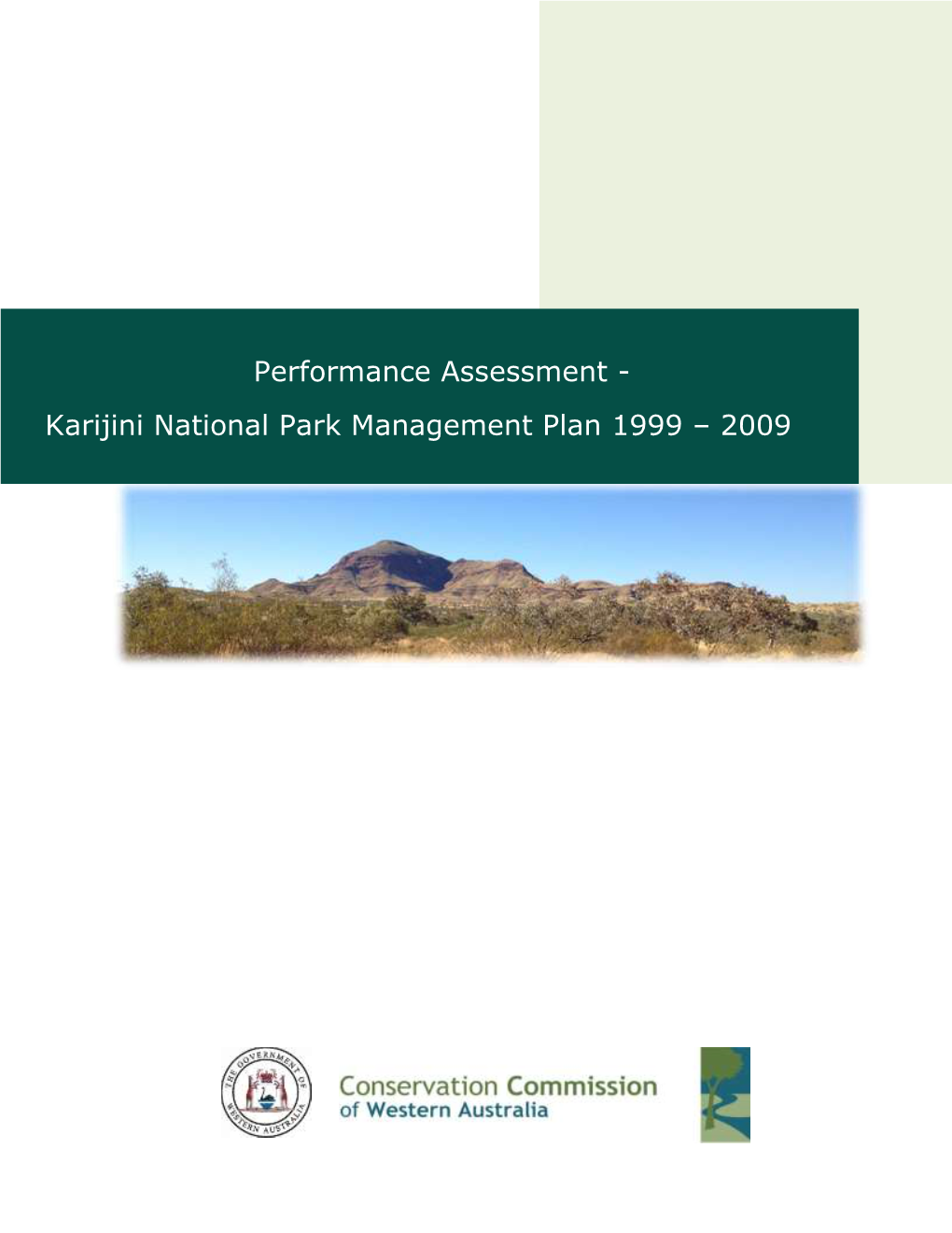 Karijini National Park Management Plan 1999 – 2009