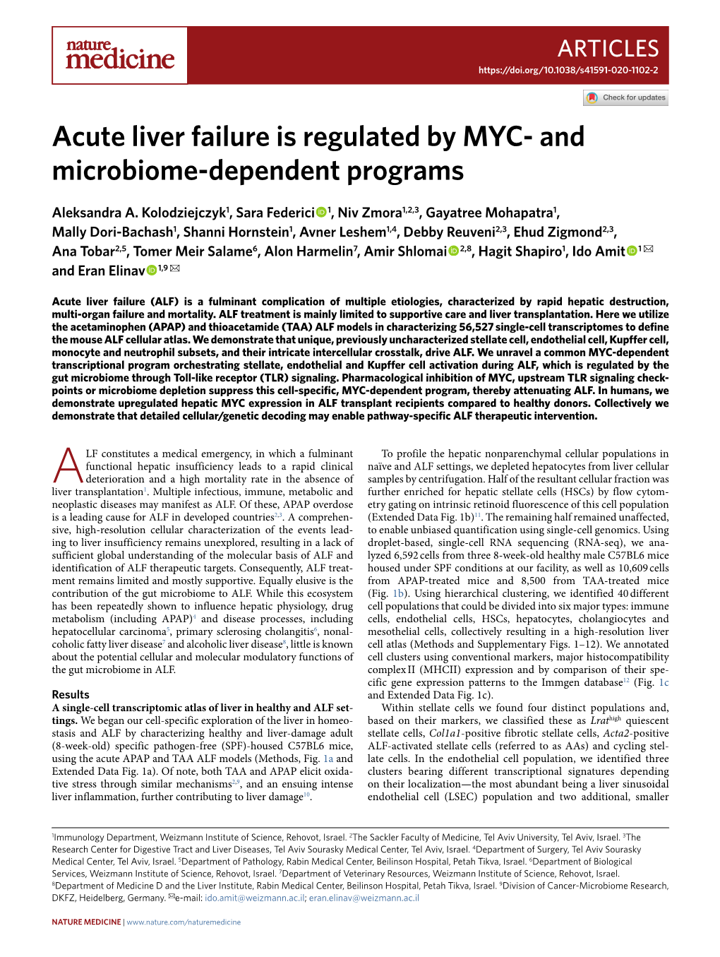 Acute Liver Failure Is Regulated by MYC- and Microbiome-Dependent Programs