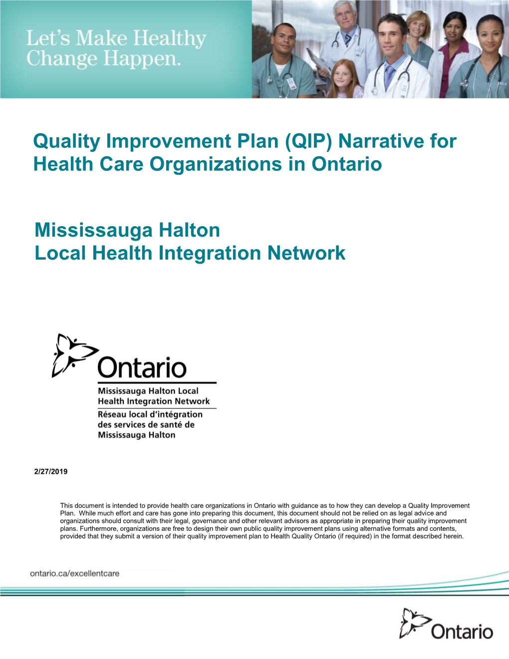 Mississauga Halton LHIN 2019/2020 Quality Improvement Plan Narrative