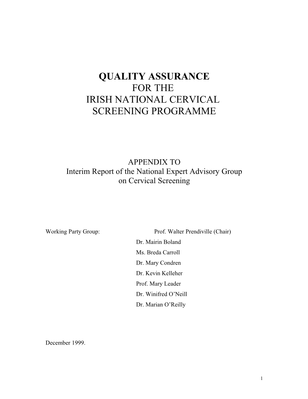 Interim Report of the National Expert Advisory Group