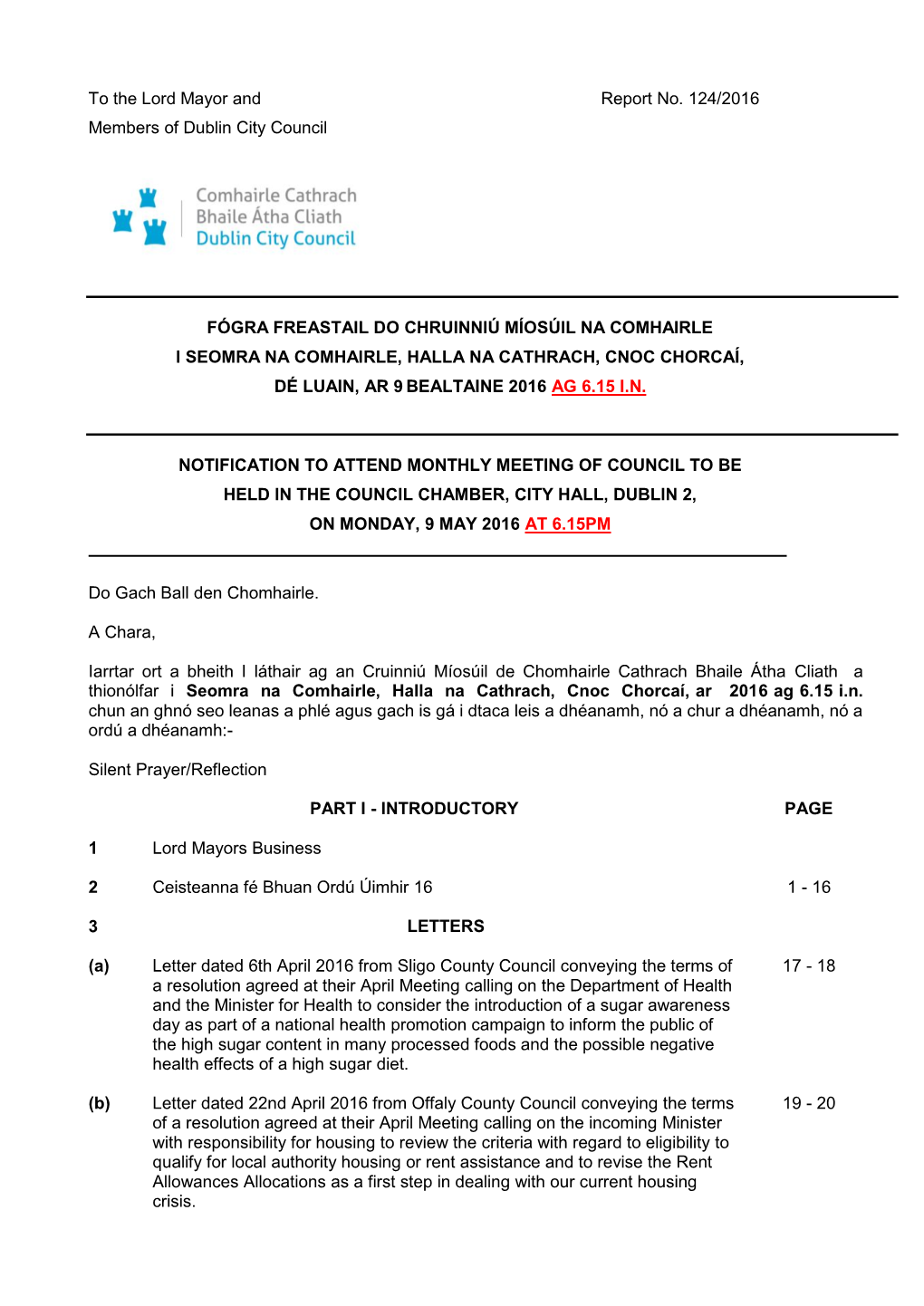 (Public Pack)Agenda Document for Monthly Council Meeting, 09/05