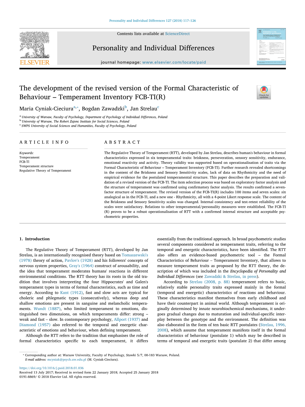 The Development of the Revised Version of the Formal Characteristic