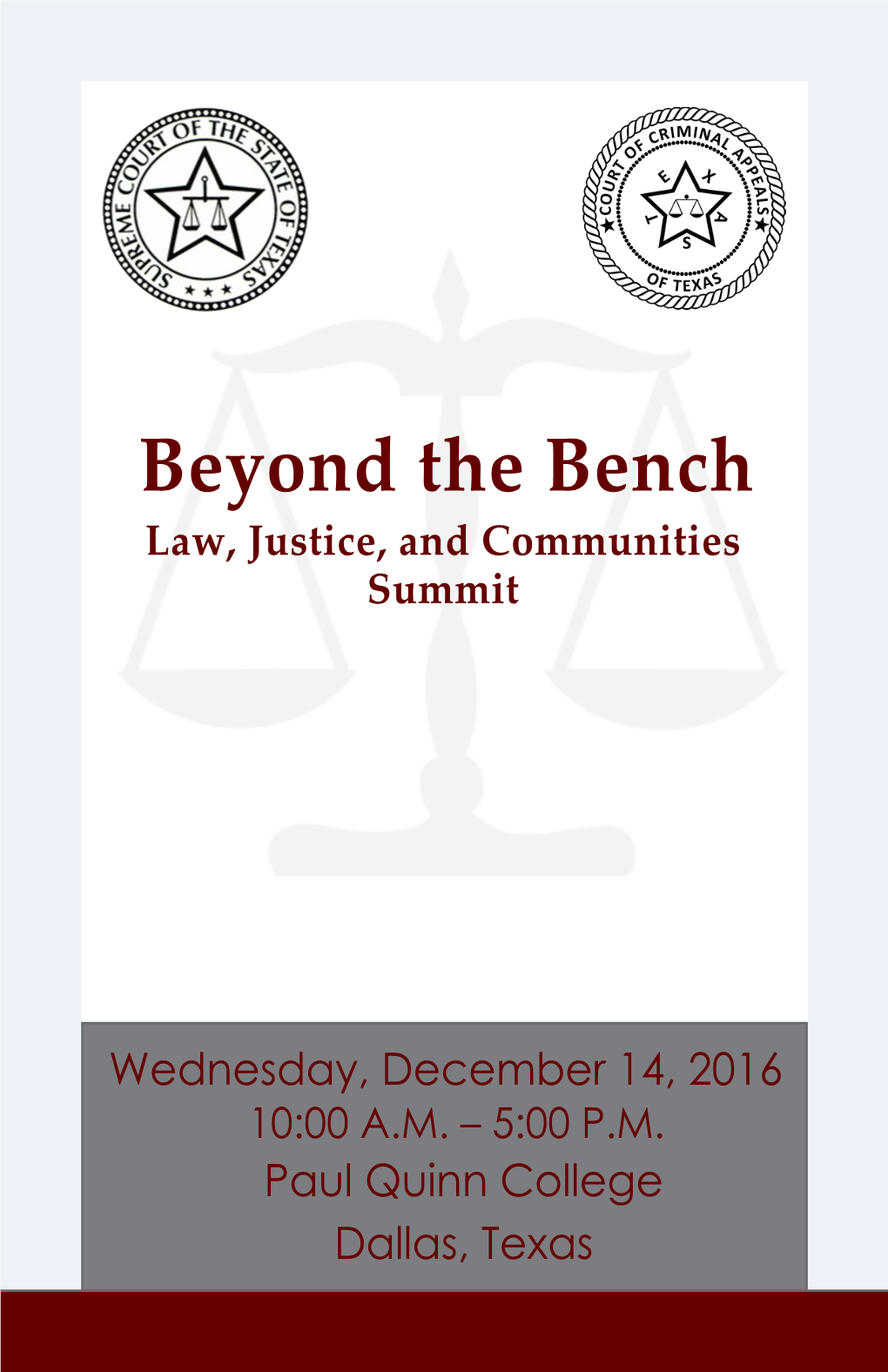 Beyond the Bench Law, Justice, and Communities Summit