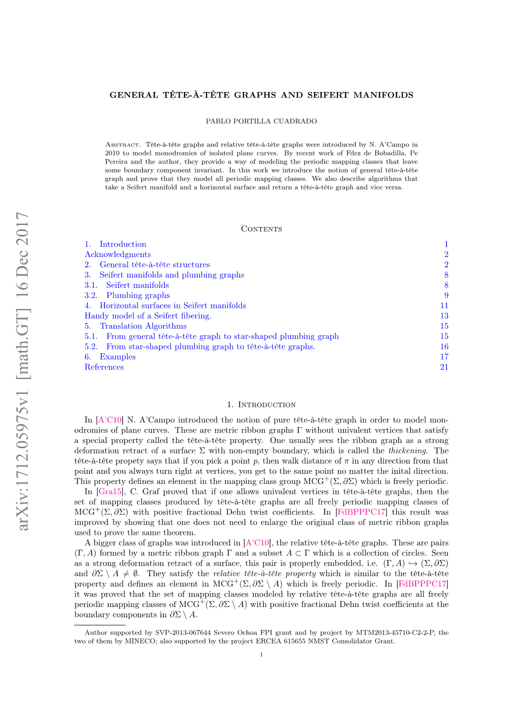 Arxiv:1712.05975V1 [Math.GT] 16 Dec 2017 Used to Prove the Same Theorem