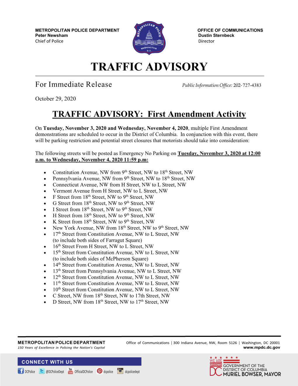 DC Traffic Advisory