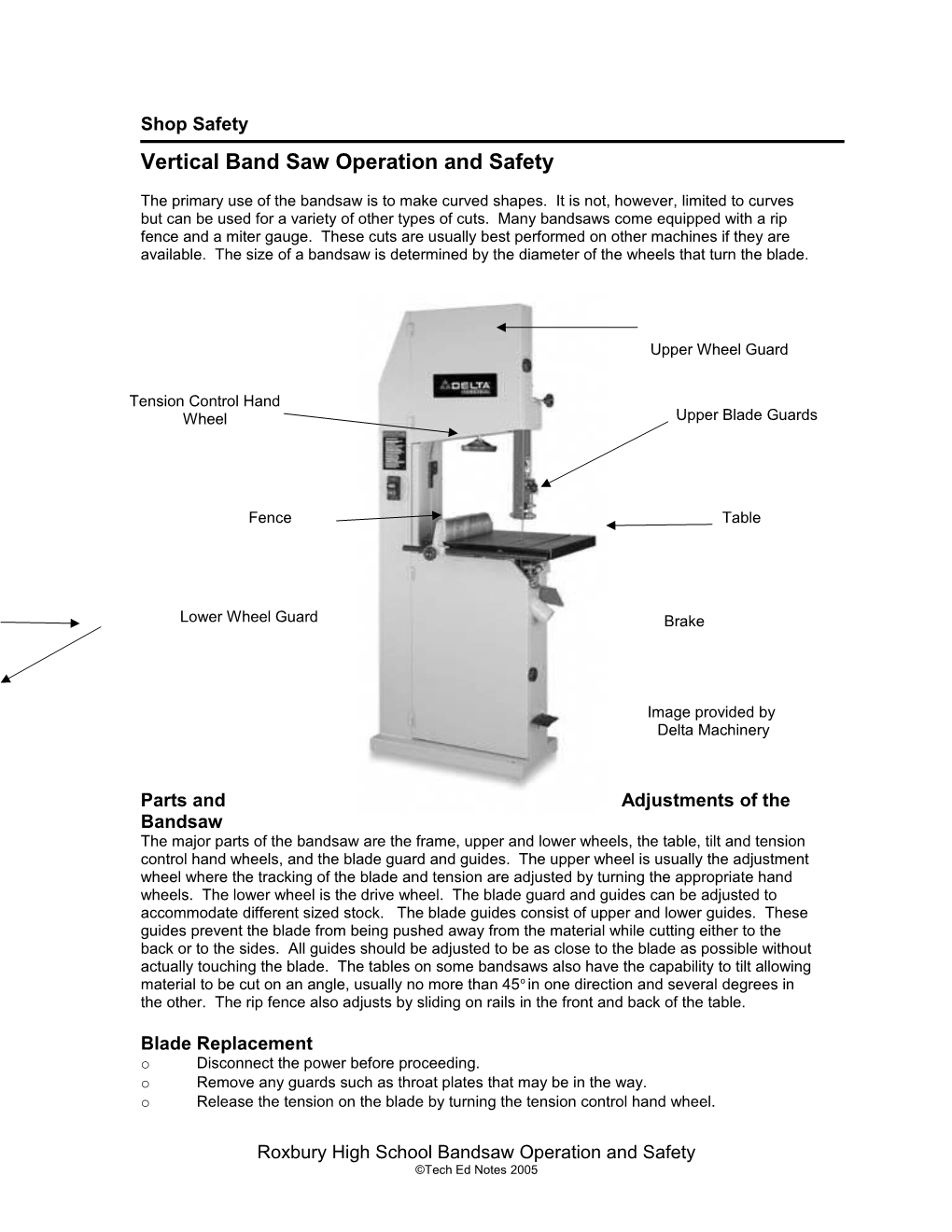 Vertical Band Saw Operation and Safety