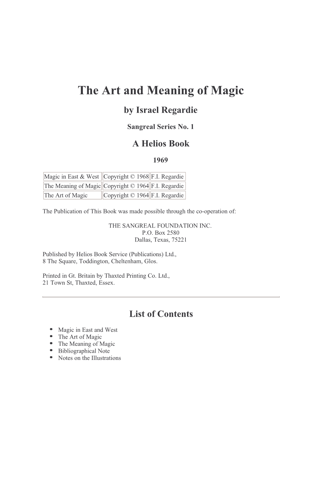 Art and Meaning of Magick