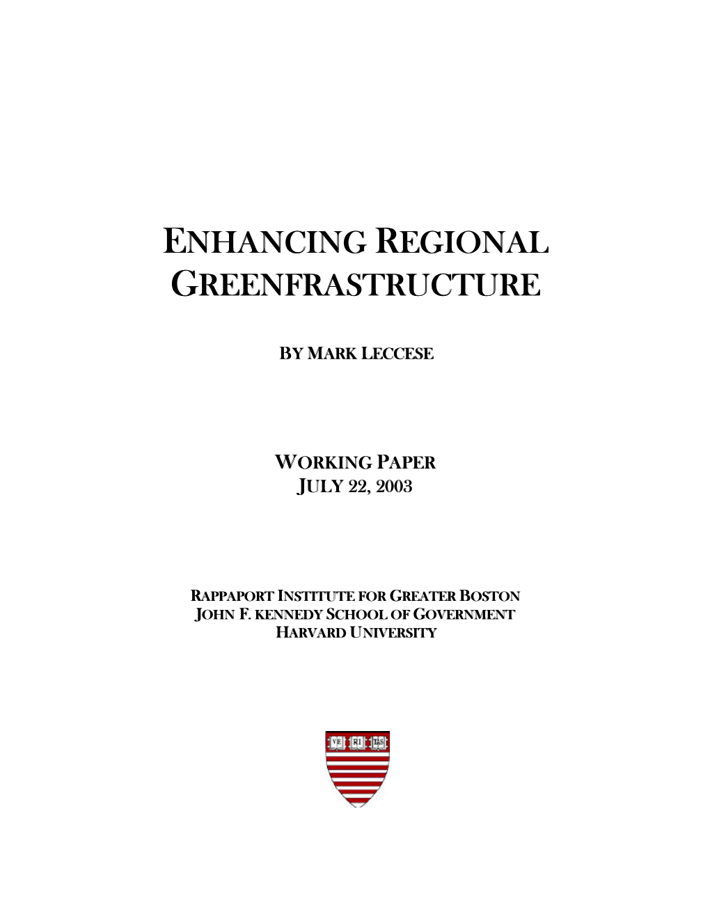 Enhancing Regional Greenfrastructure