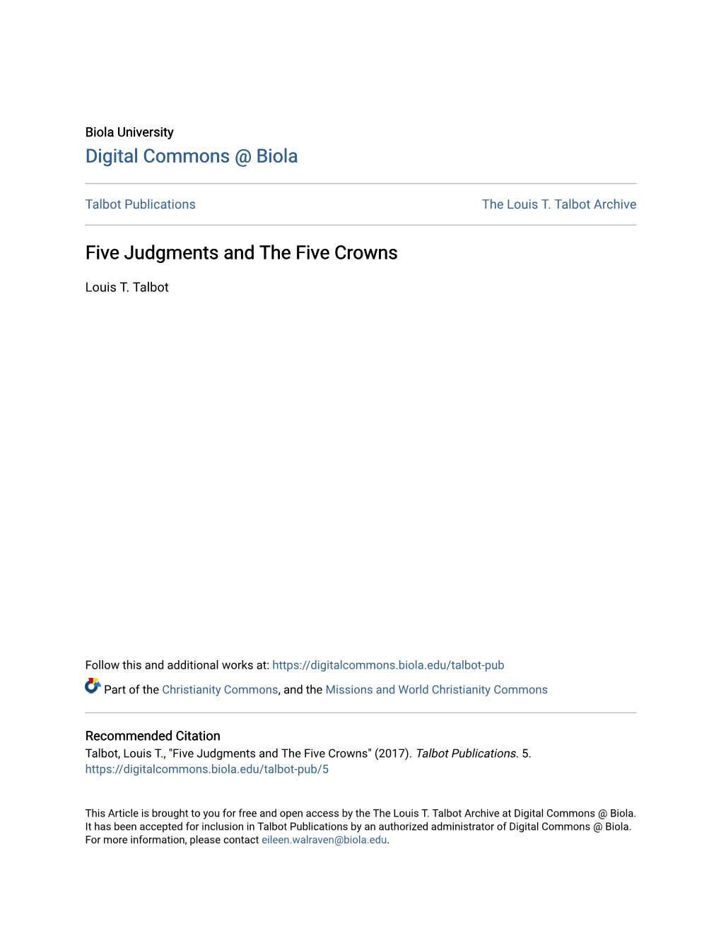 Five Judgments and the Five Crowns