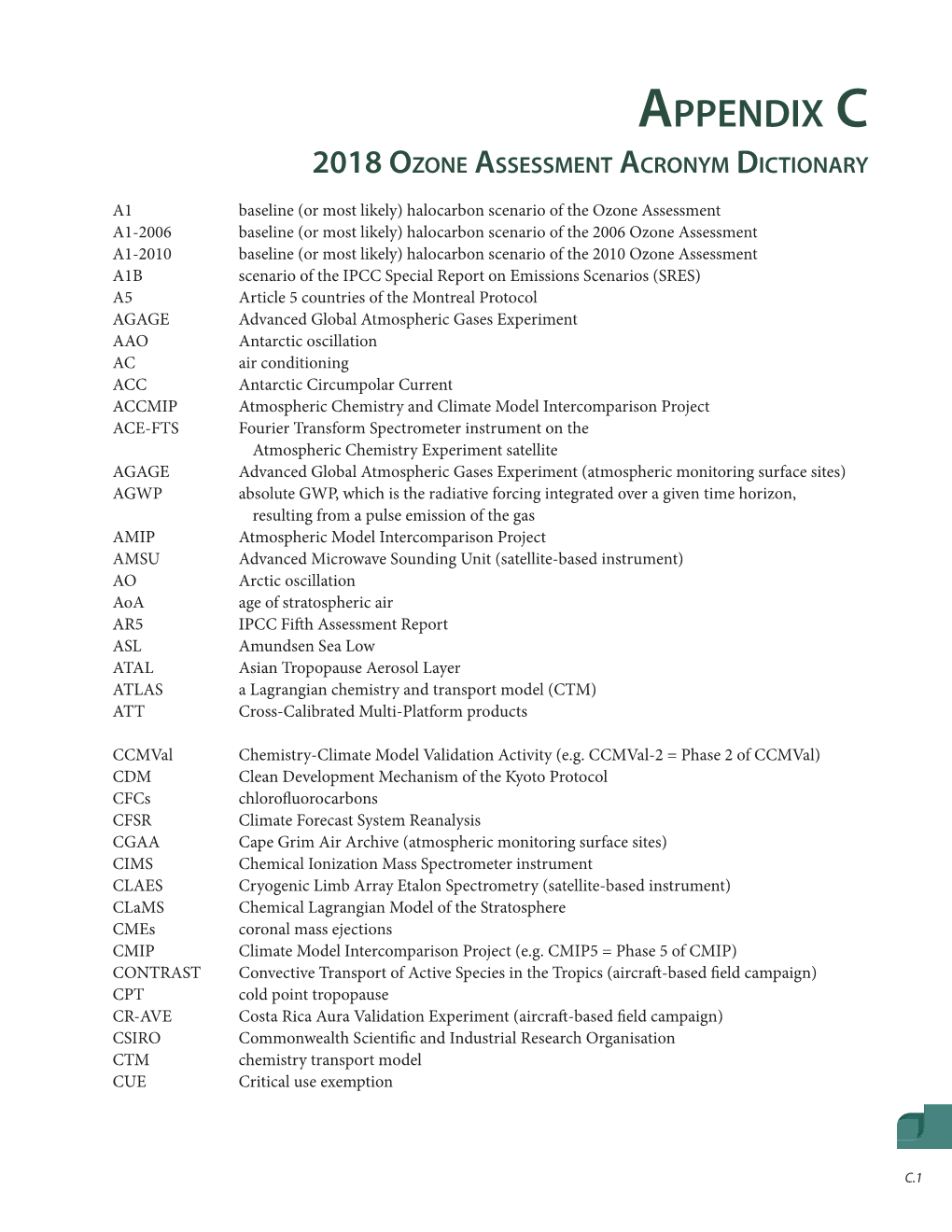 Appendix C 2018 Ozone Assessment Acronym Dictionary