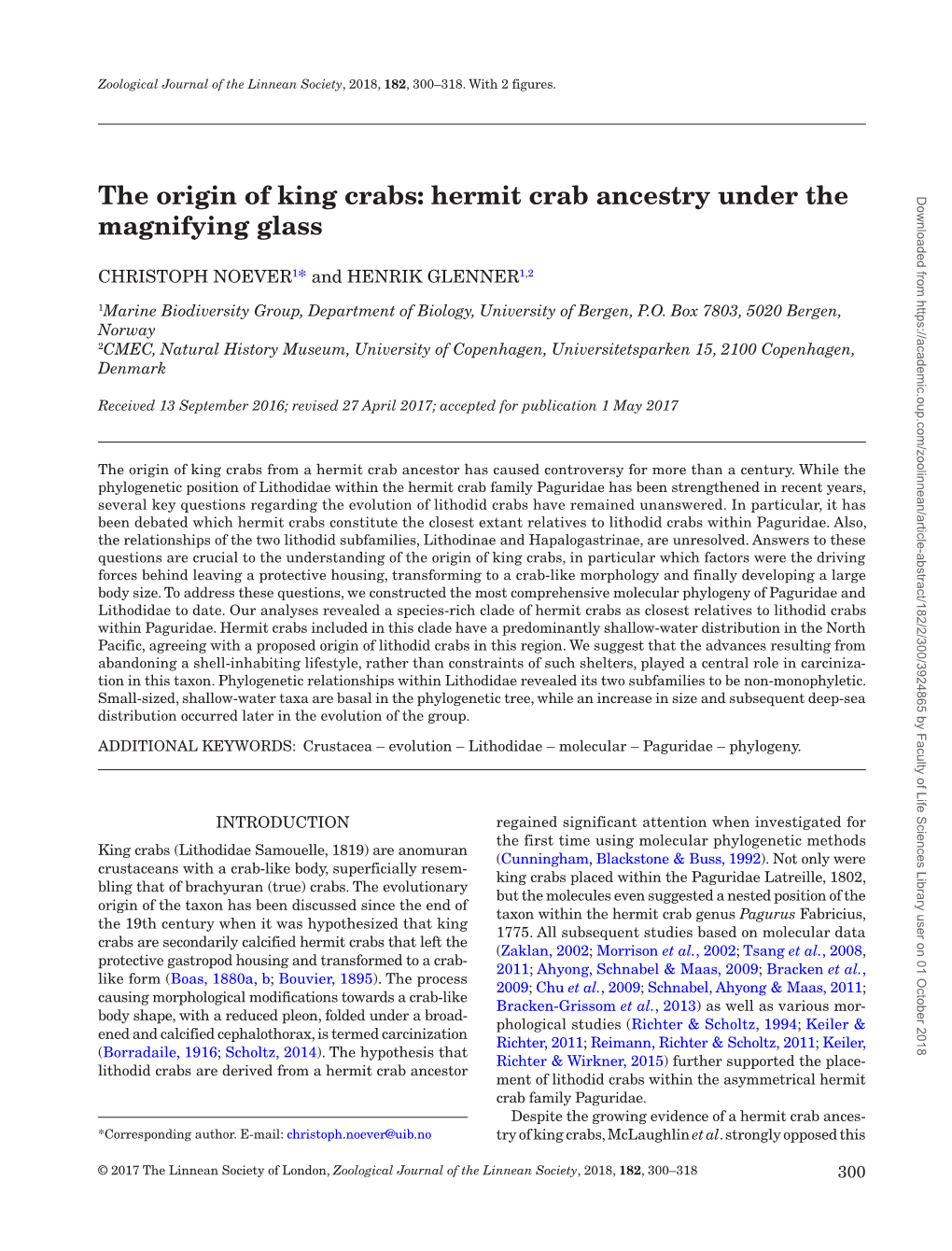 The Origin of King Crabs: Hermit Crab Ancestry Under the Magnifying Glass